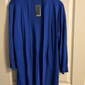 Premise Studio Women's L Open Front Blue Sweater Rayon/Nylon 3/4" Sleeves NWT